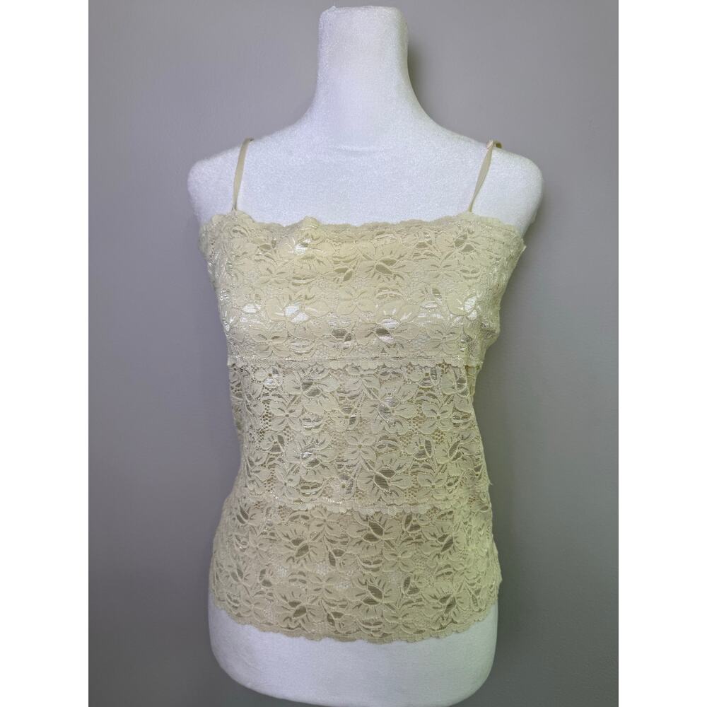Rue21 Y2K Cream Floral Lace Sheer Cami Tank Top Fairycore Mermaidcore Large - Picture 2 of 7